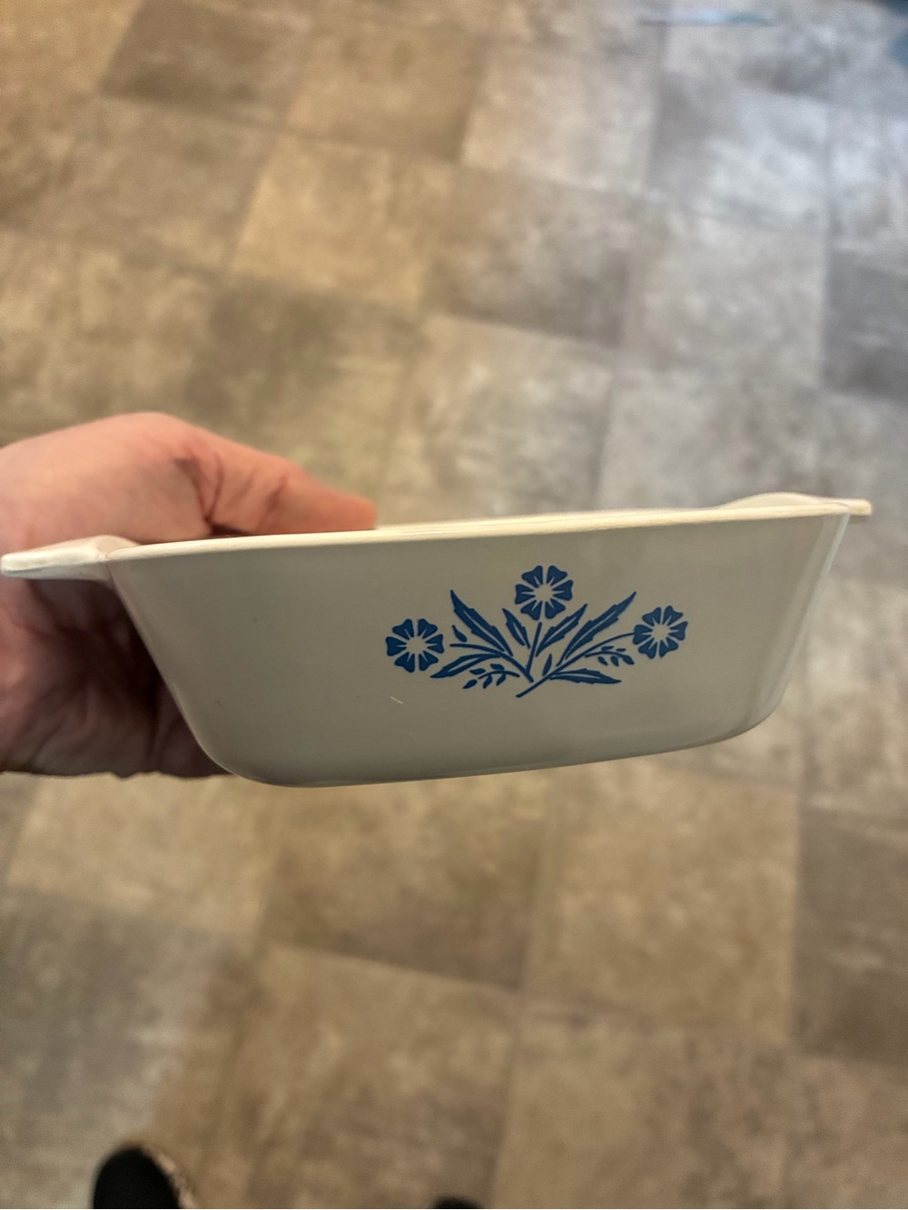 Corningware White and Blue Floral Casserole Dish
